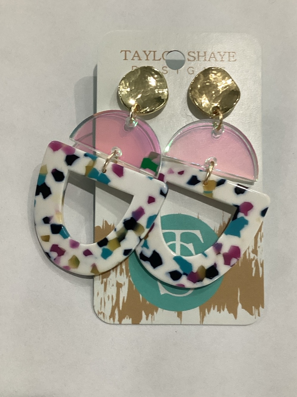 Taylor Shaye‎ Multicolor Speckled Acrylic Dangle Earrings